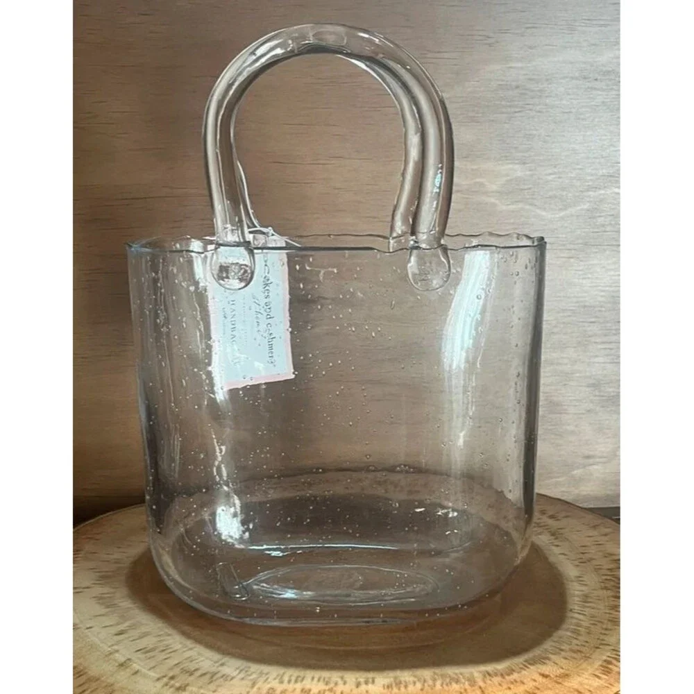 Clear Glass Purse Vase – Handbag Style Decorative Centerpiece